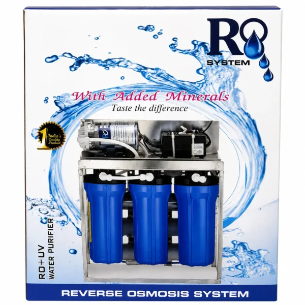 25 LPH commercial RO plant stainless steel frame – view 2