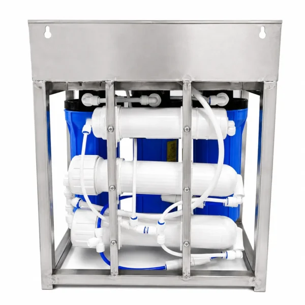 25 LPH commercial RO plant stainless steel frame – view 5