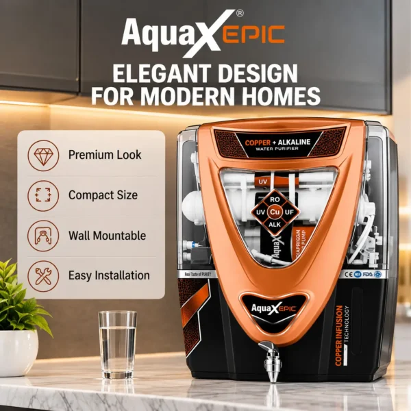 AquaX Epic black and copper RO water purifier – view 2