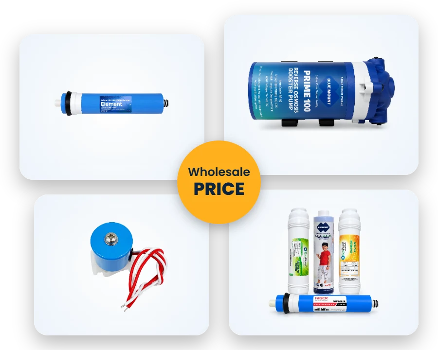 Original RO spare parts – membrane, booster pump, solenoid valve and service kit