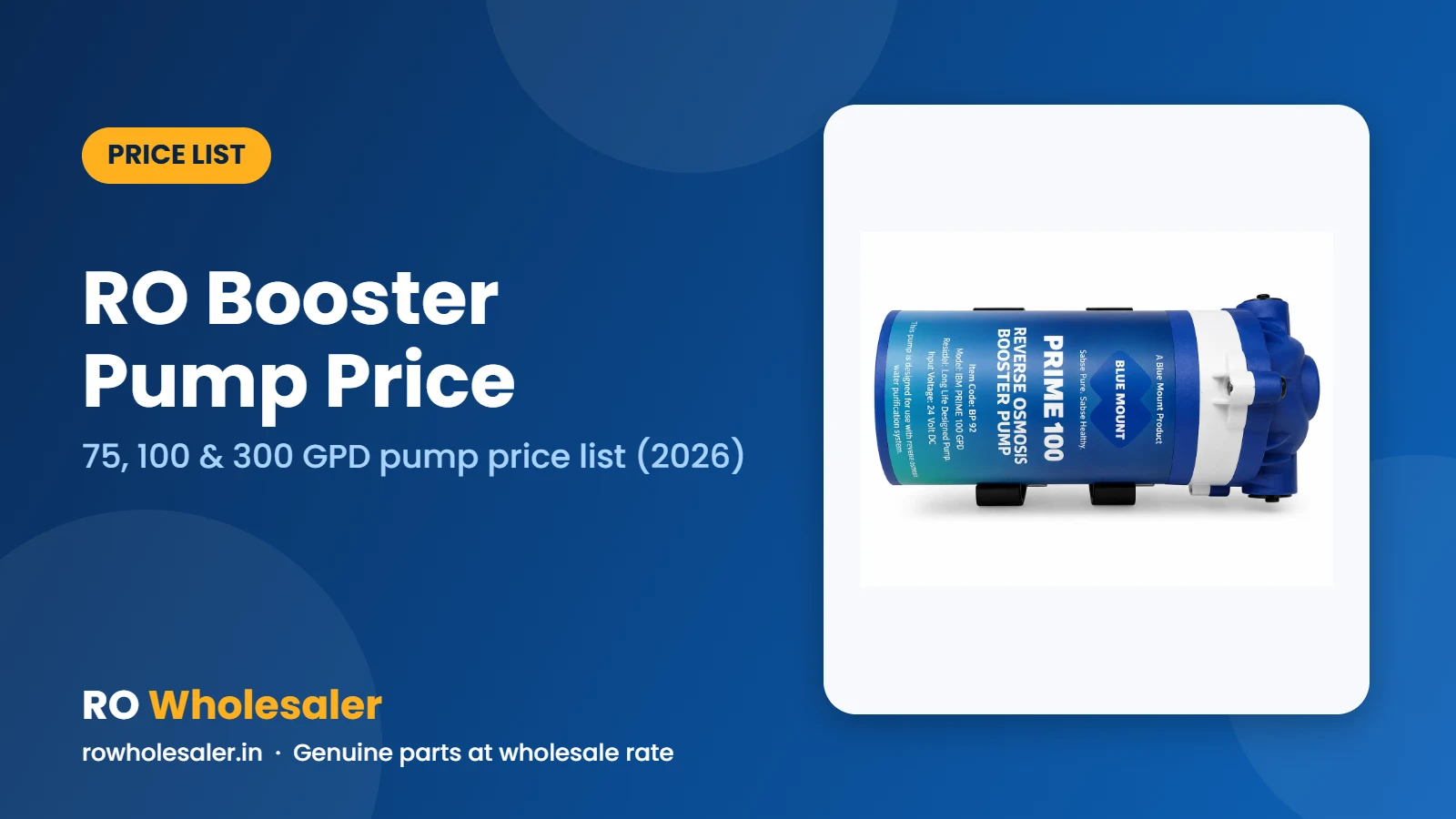 RO Booster Pump Price